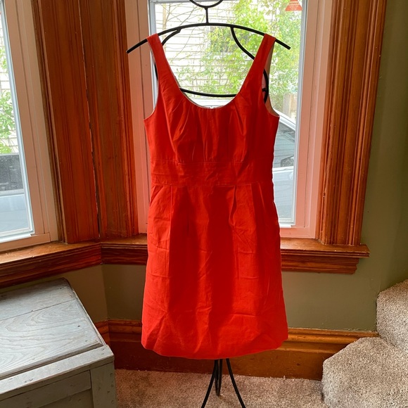 J Crew ORANGE sleeveless dress | size 4 - Picture 3 of 9